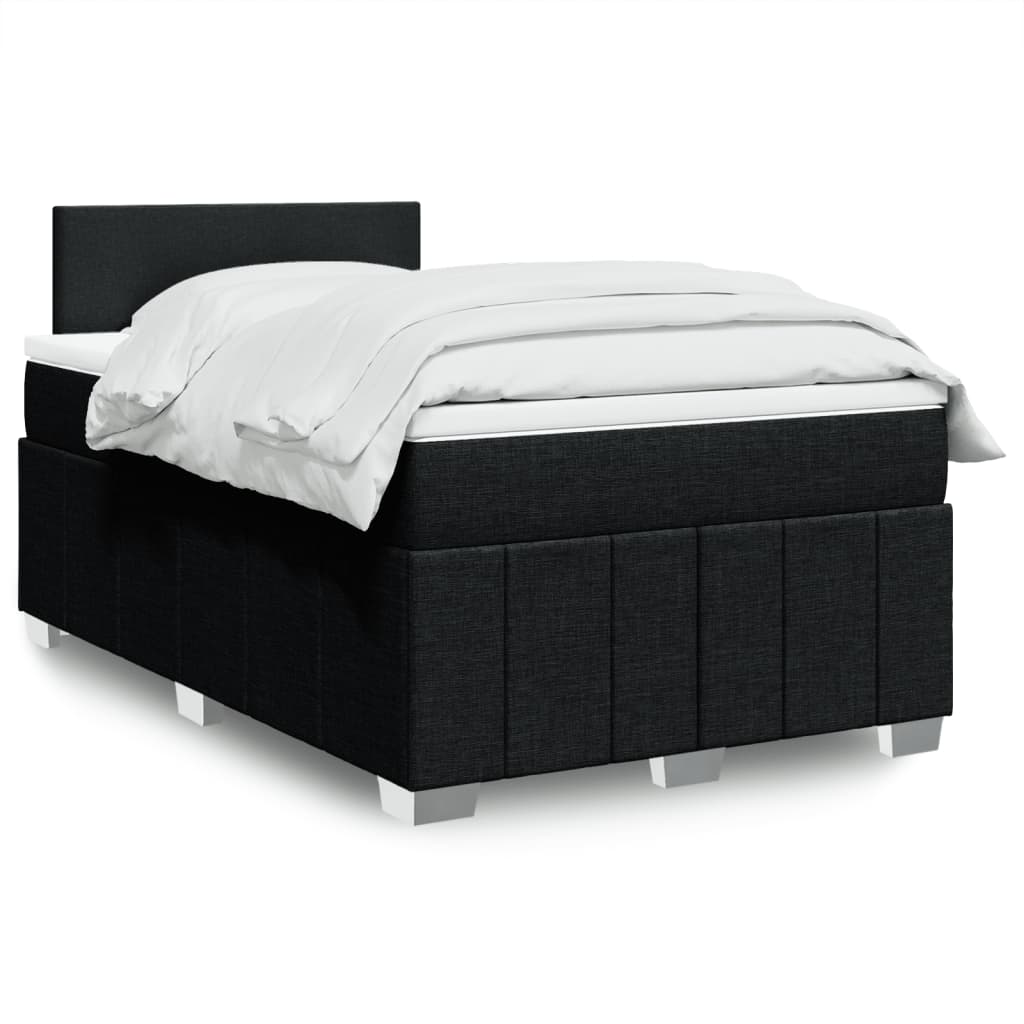 Box Spring Postel S Matrací Černá 120X190 Cm Textil
