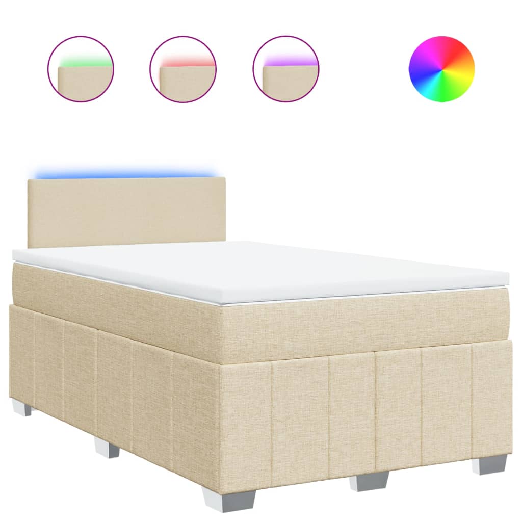Box Spring Postel S Matrací Krémová 120X190 Cm Textil