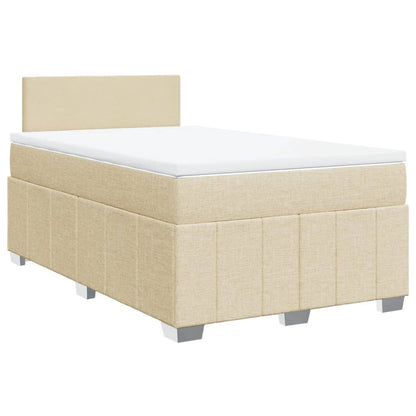 Box Spring Postel S Matrací Krémová 120X190 Cm Textil