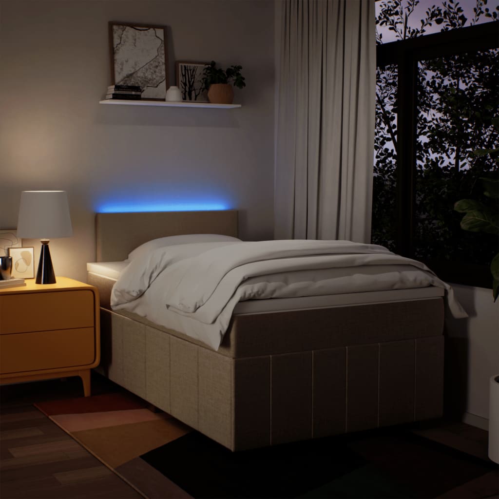 Box Spring Postel S Matrací Krémová 120X190 Cm Textil