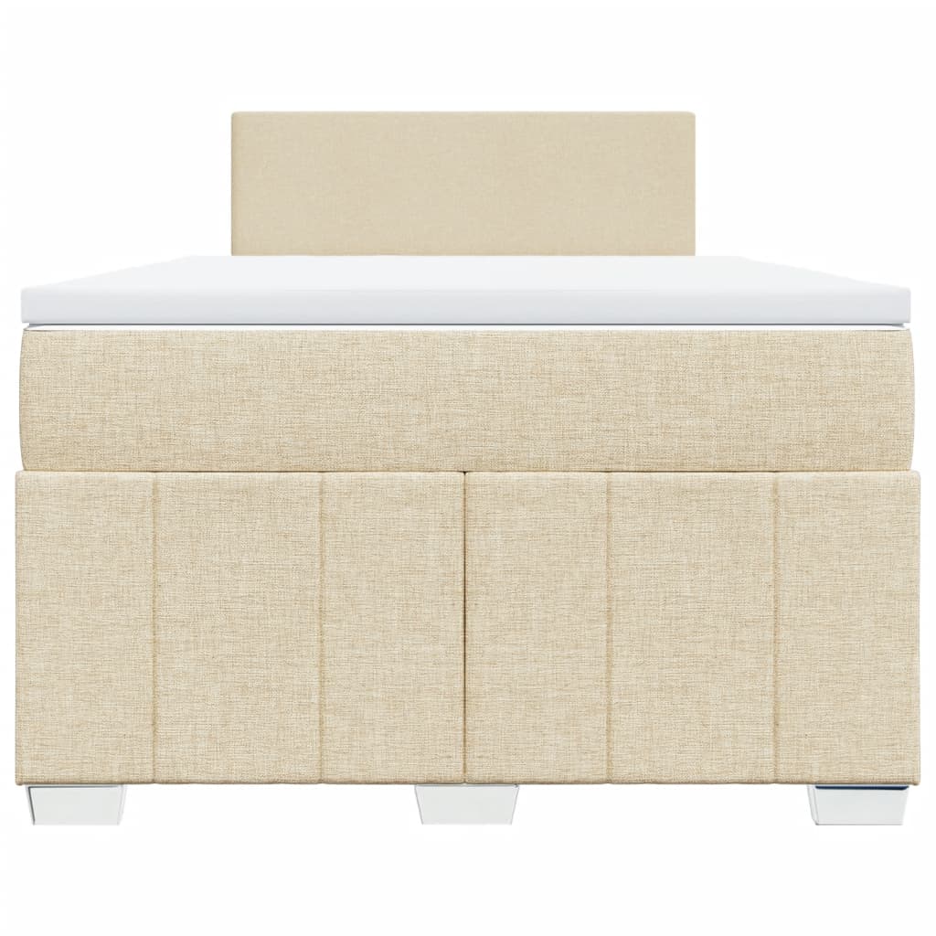 Box Spring Postel S Matrací Krémová 120X190 Cm Textil