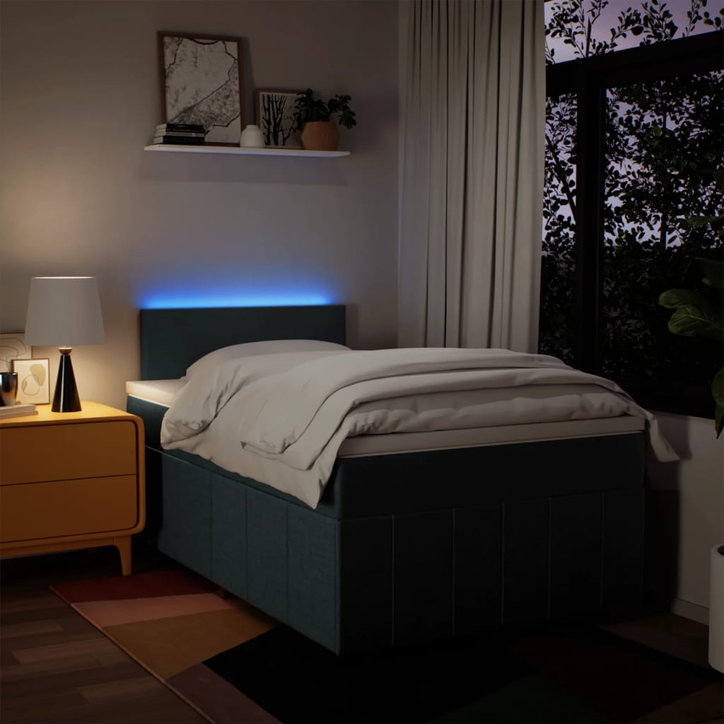Box Spring Postel S Matrací Černá Textil Modrá