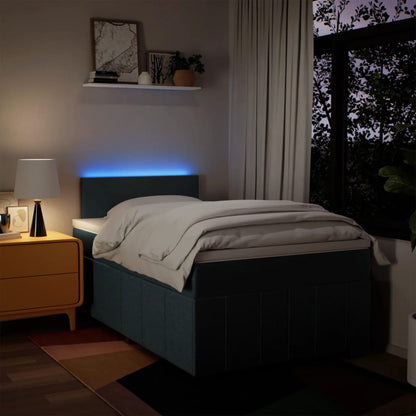 Box Spring Postel S Matrací Černá Textil Modrá