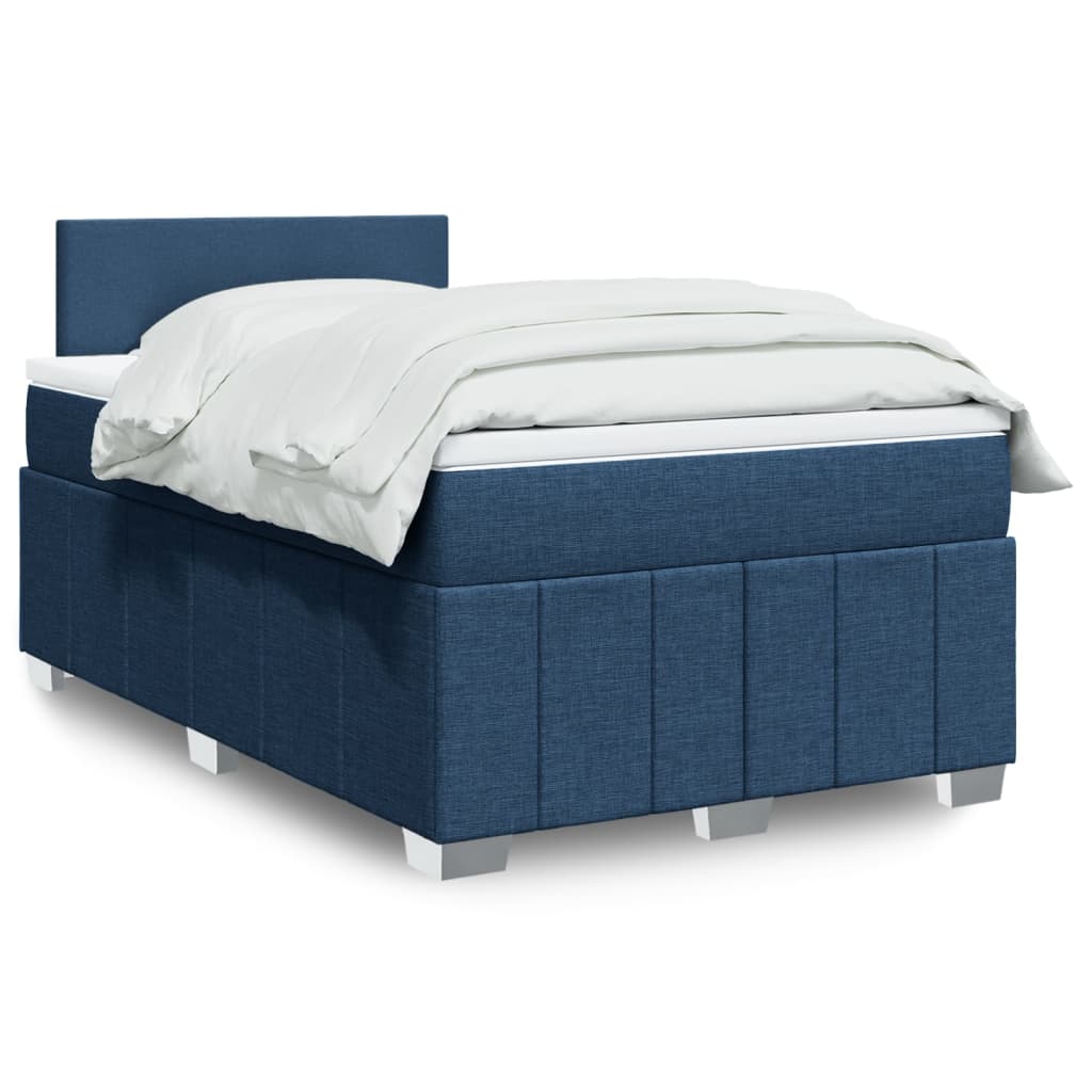 Box Spring Postel S Matrací Černá Textil Modrá