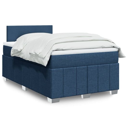 Box Spring Postel S Matrací Černá Textil Modrá