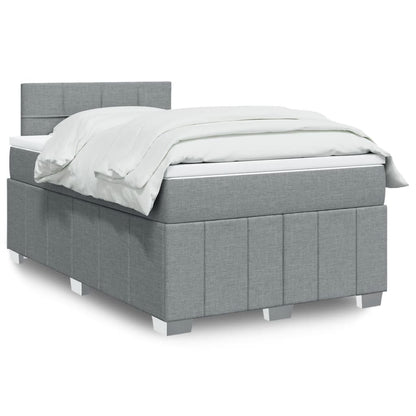 Box Spring Postel S Matrací Textil Světle Šedá