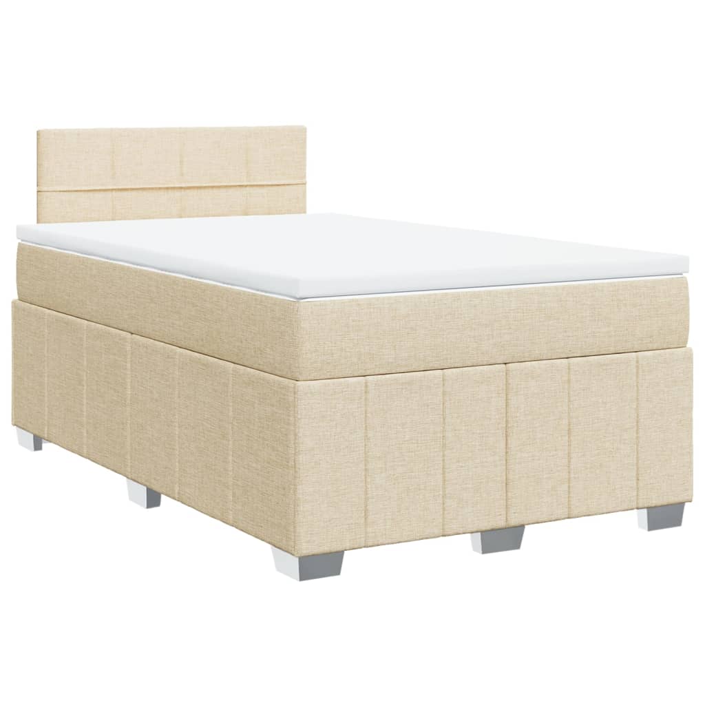 Box Spring Postel S Matrací Krémová 120X190 Cm Textil