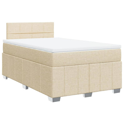 Box Spring Postel S Matrací Krémová 120X190 Cm Textil