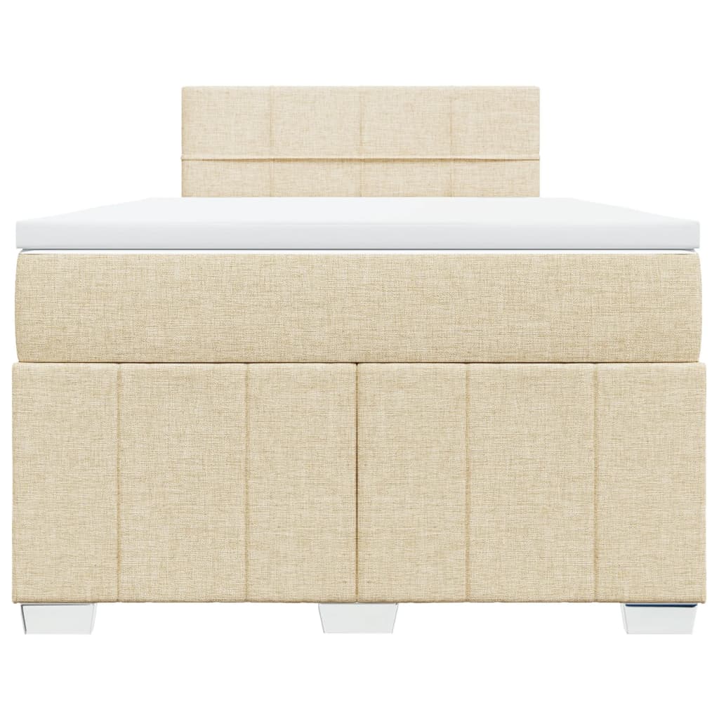 Box Spring Postel S Matrací Krémová 120X190 Cm Textil