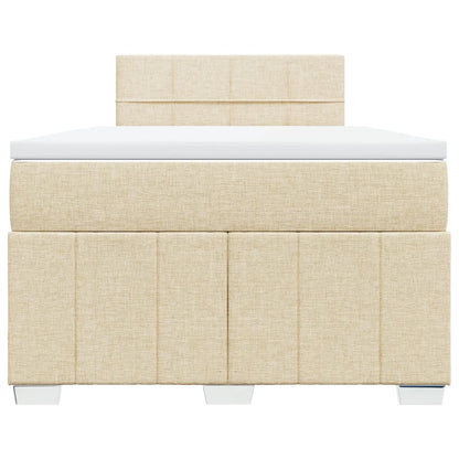 Box Spring Postel S Matrací Krémová 120X190 Cm Textil