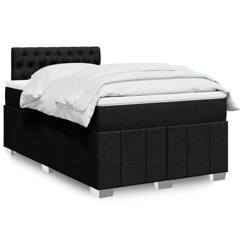 Box Spring Postel S Matrací Černá 120X190 Cm Textil