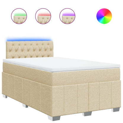 Box Spring Postel S Matrací Krémová 120X190 Cm Textil