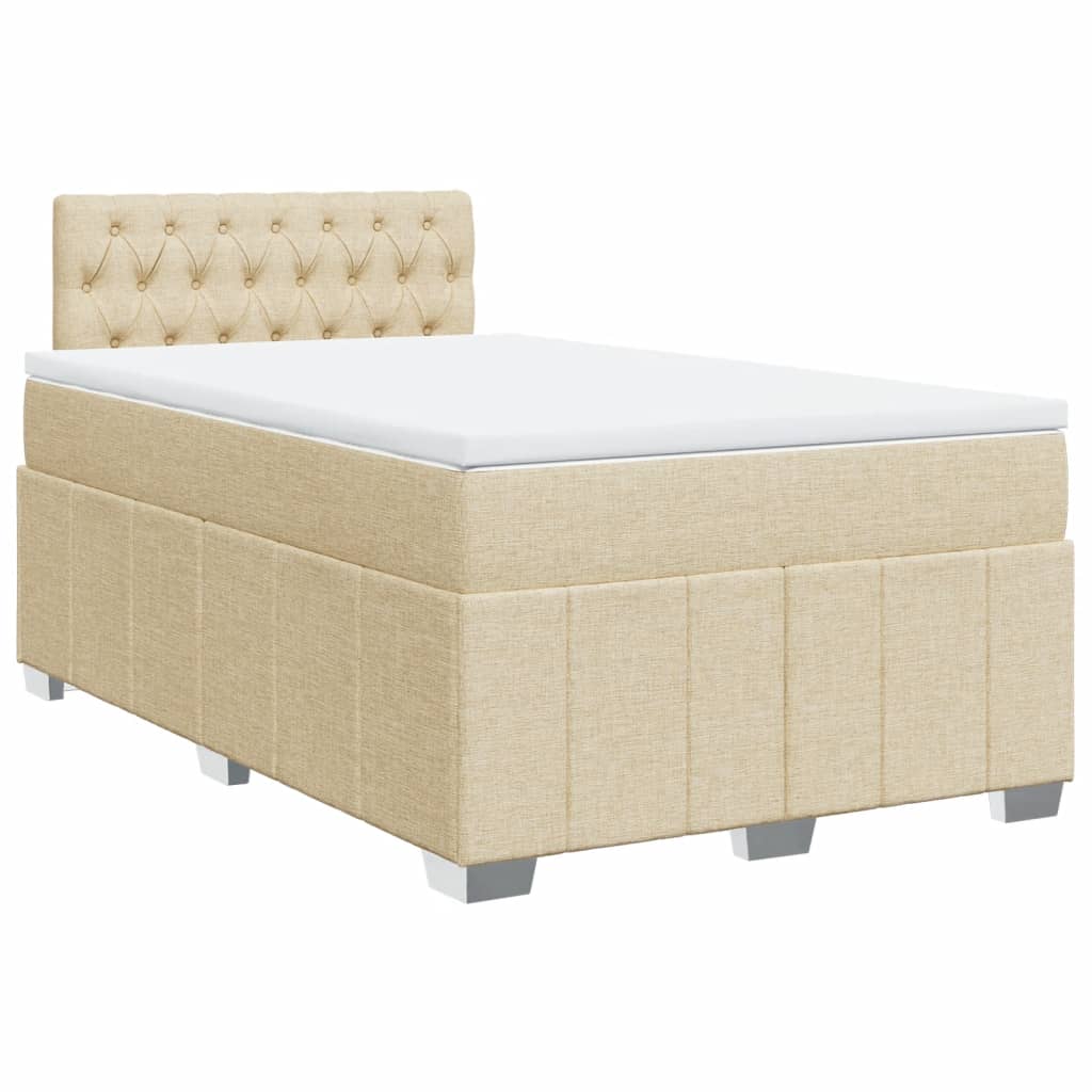 Box Spring Postel S Matrací Krémová 120X190 Cm Textil