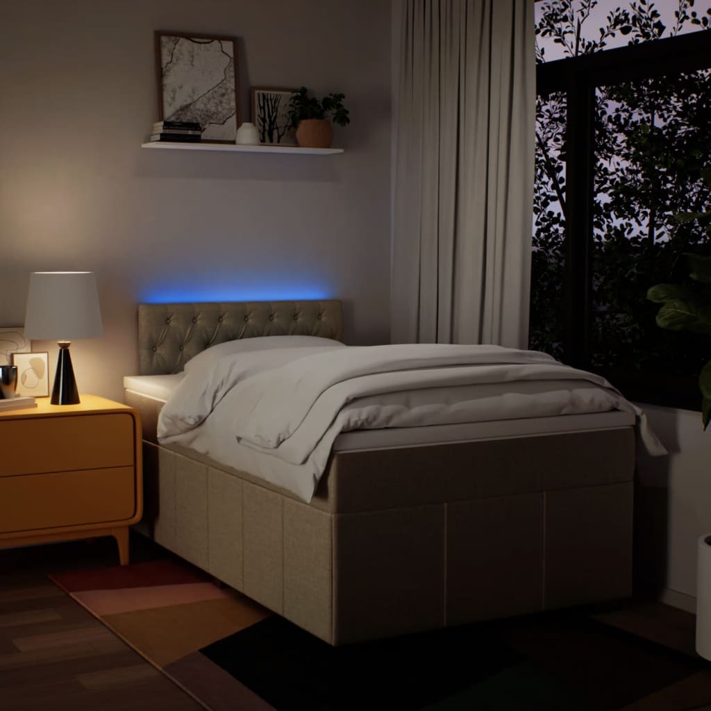 Box Spring Postel S Matrací Krémová 120X190 Cm Textil
