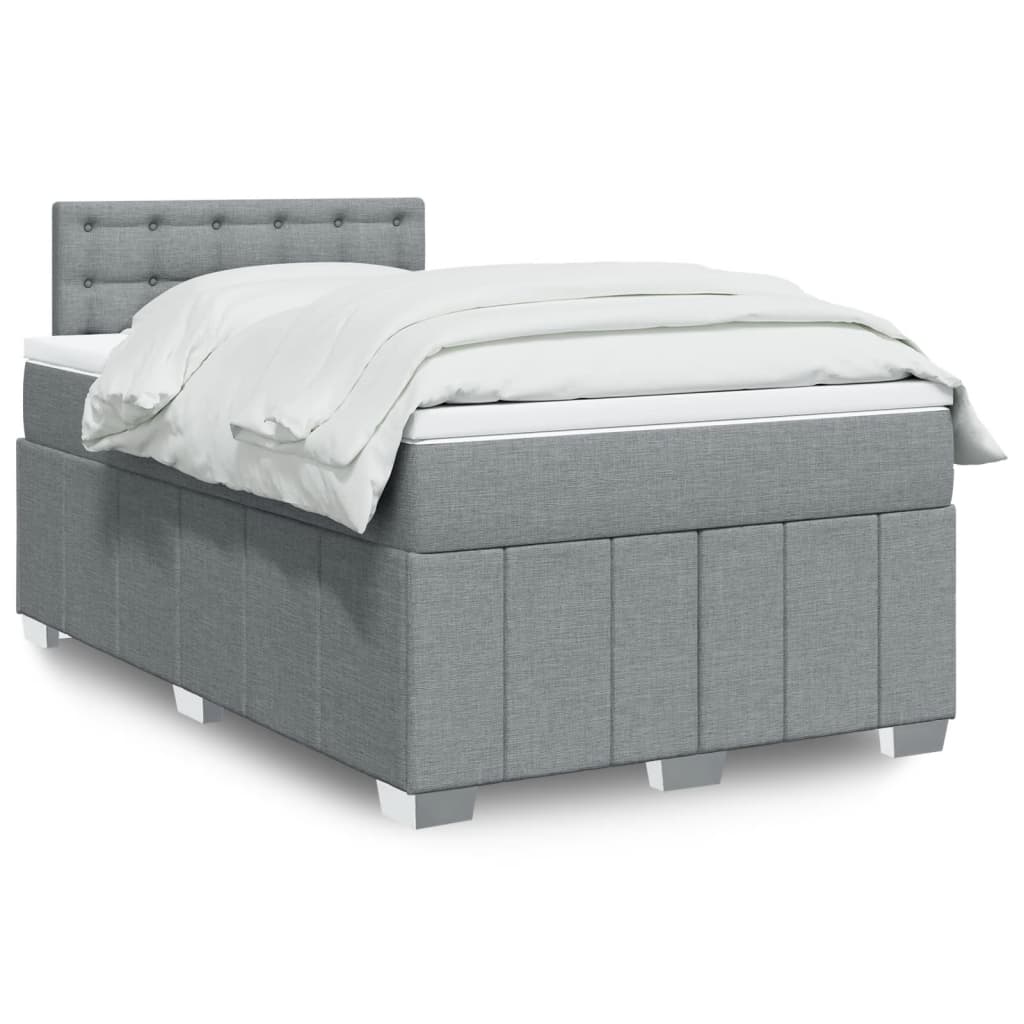 Box Spring Postel S Matrací Textil Světle Šedá