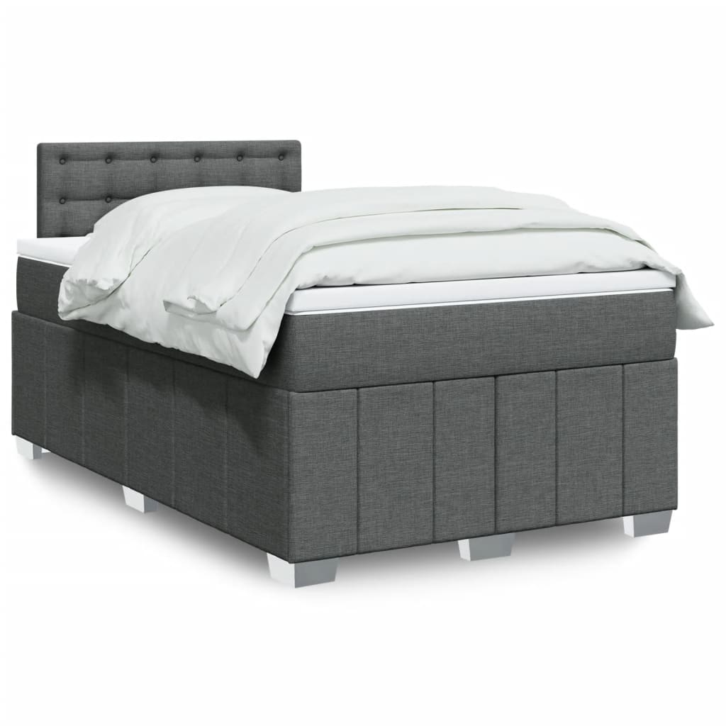 Box Spring Postel S Matrací Textil Tmavě Šedá