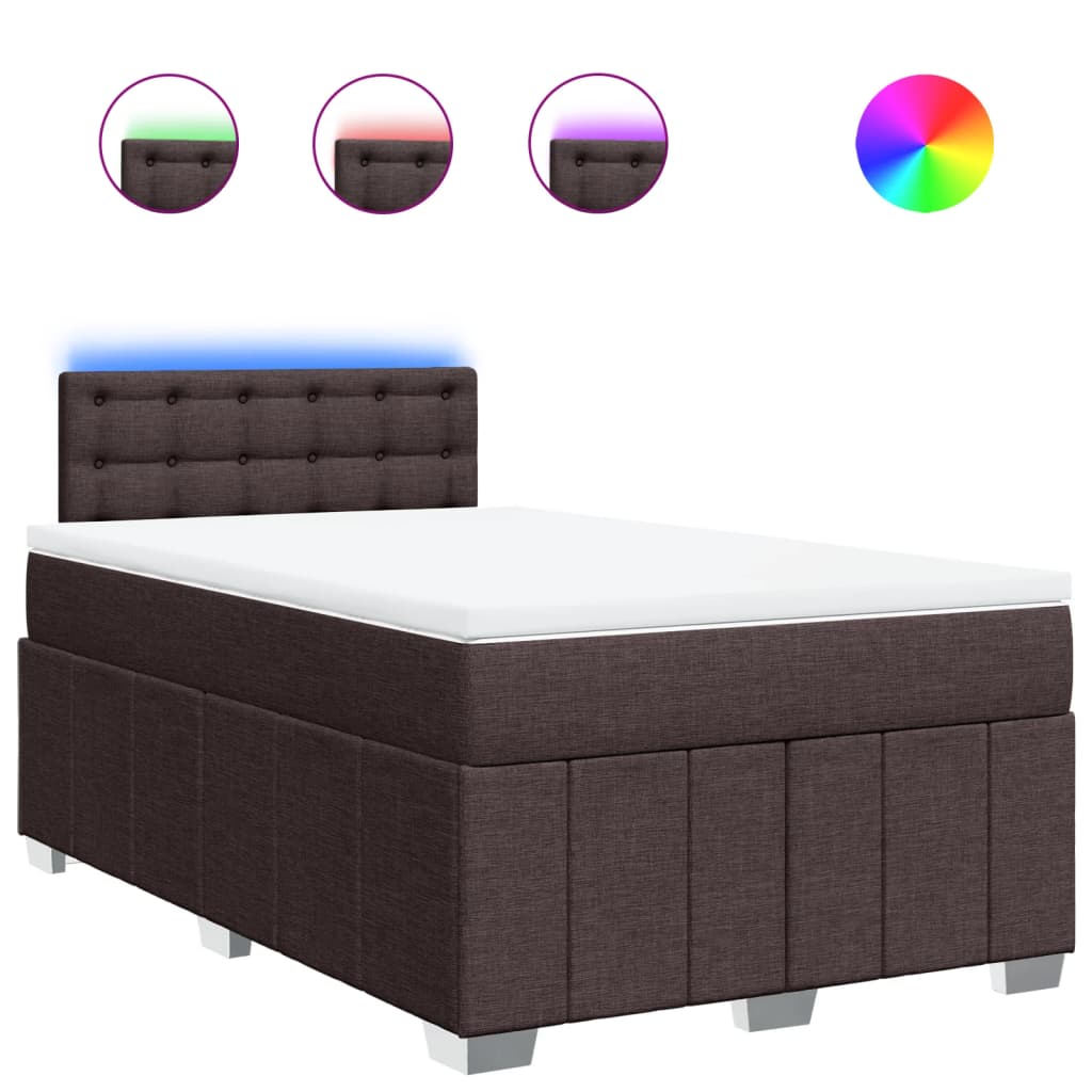Box Spring Postel S Matrací Tmavě Hnědá 120X190 Cm Textil