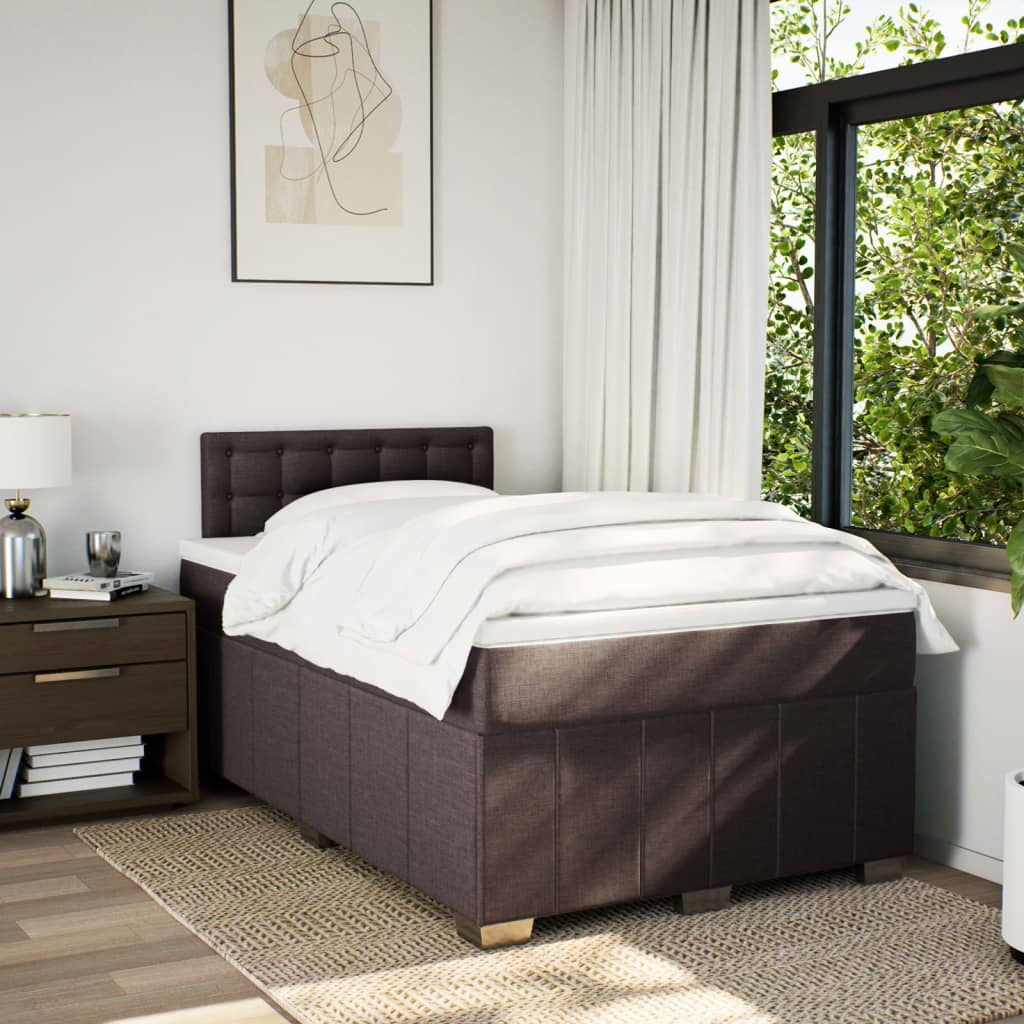 Box Spring Postel S Matrací Tmavě Hnědá 120X190 Cm Textil