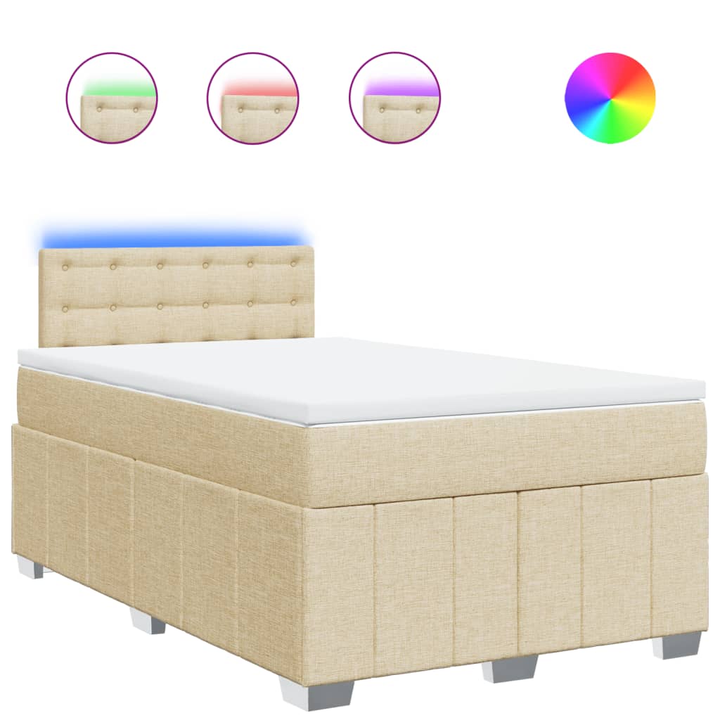 Box Spring Postel S Matrací Krémová 120X190 Cm Textil