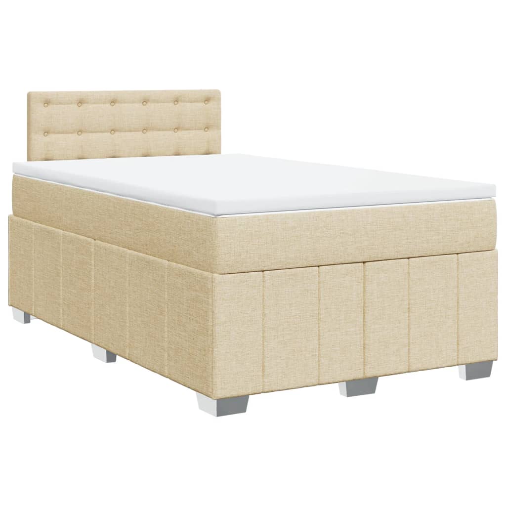 Box Spring Postel S Matrací Krémová 120X190 Cm Textil