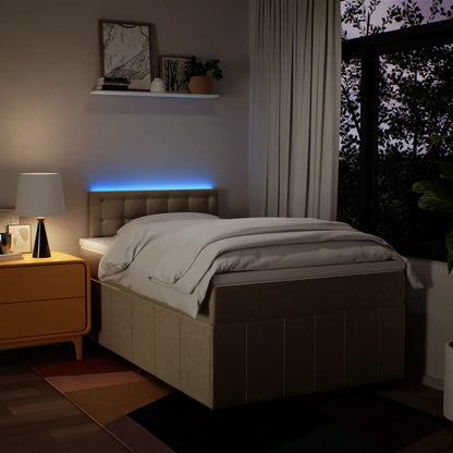 Box Spring Postel S Matrací Krémová 120X190 Cm Textil