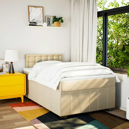 Box Spring Postel S Matrací Krémová 120X190 Cm Textil