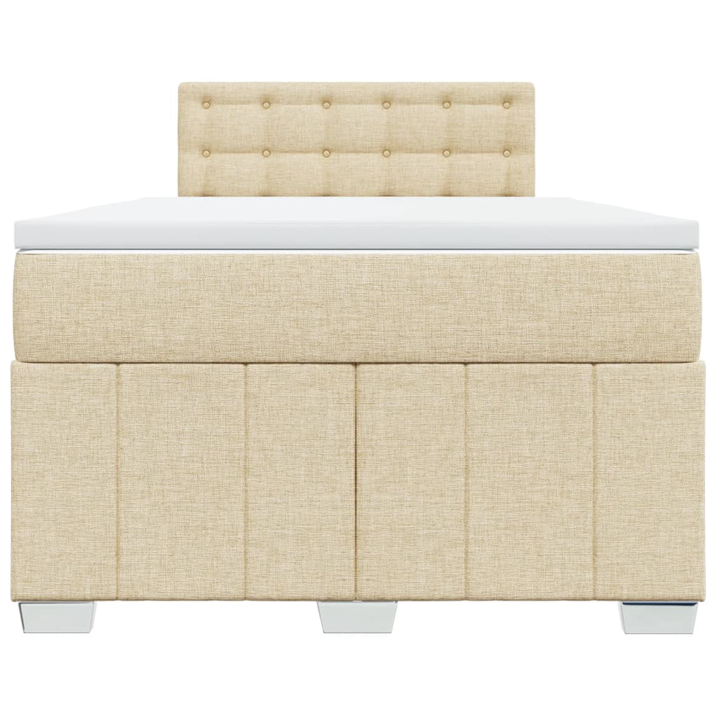 Box Spring Postel S Matrací Krémová 120X190 Cm Textil