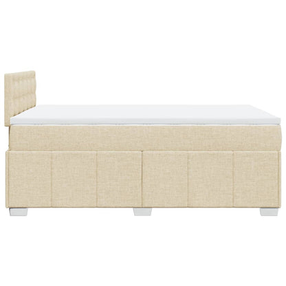 Box Spring Postel S Matrací Krémová 120X190 Cm Textil