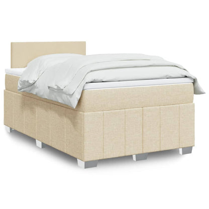 Box Spring Postel S Matrací Textil Krémová