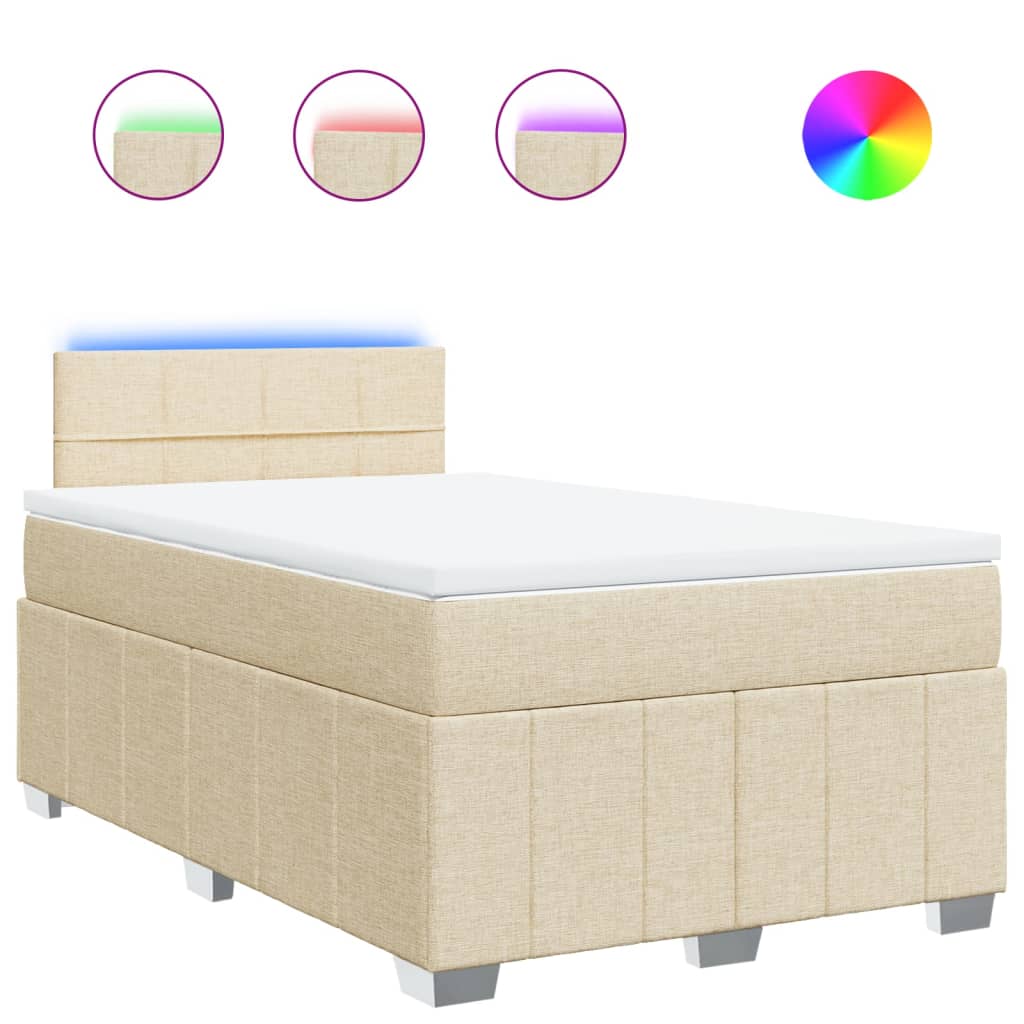 Box Spring Postel S Matrací Textil Krémová