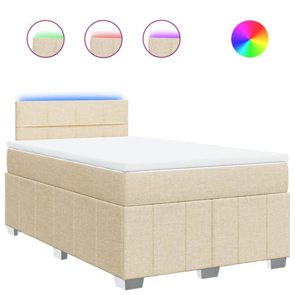 Box Spring Postel S Matrací Textil Krémová