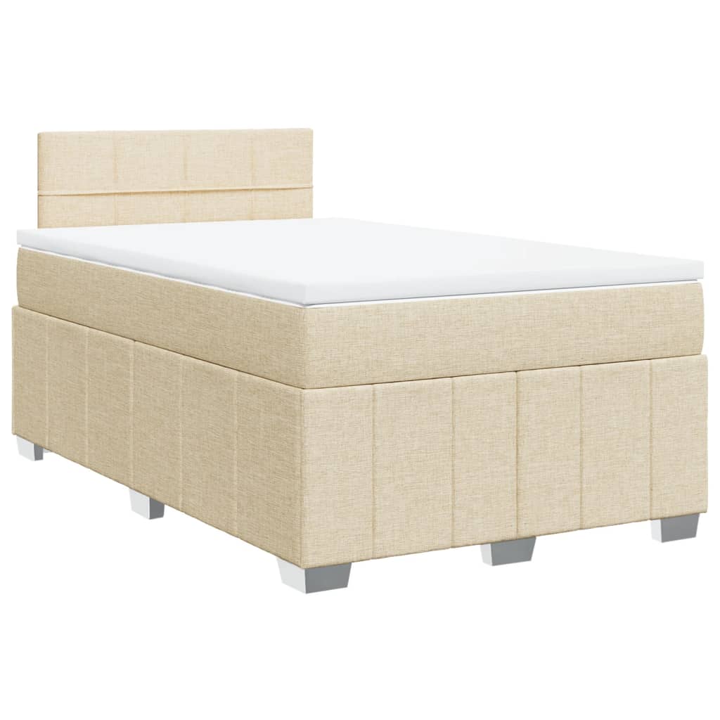 Box Spring Postel S Matrací Textil Krémová