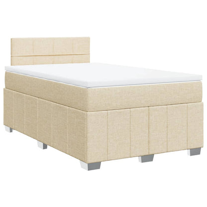 Box Spring Postel S Matrací Textil Krémová