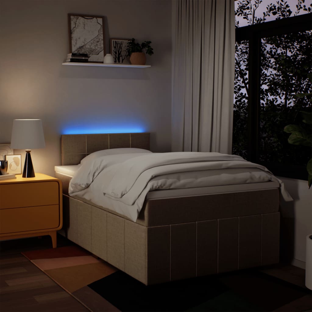 Box Spring Postel S Matrací Textil Krémová