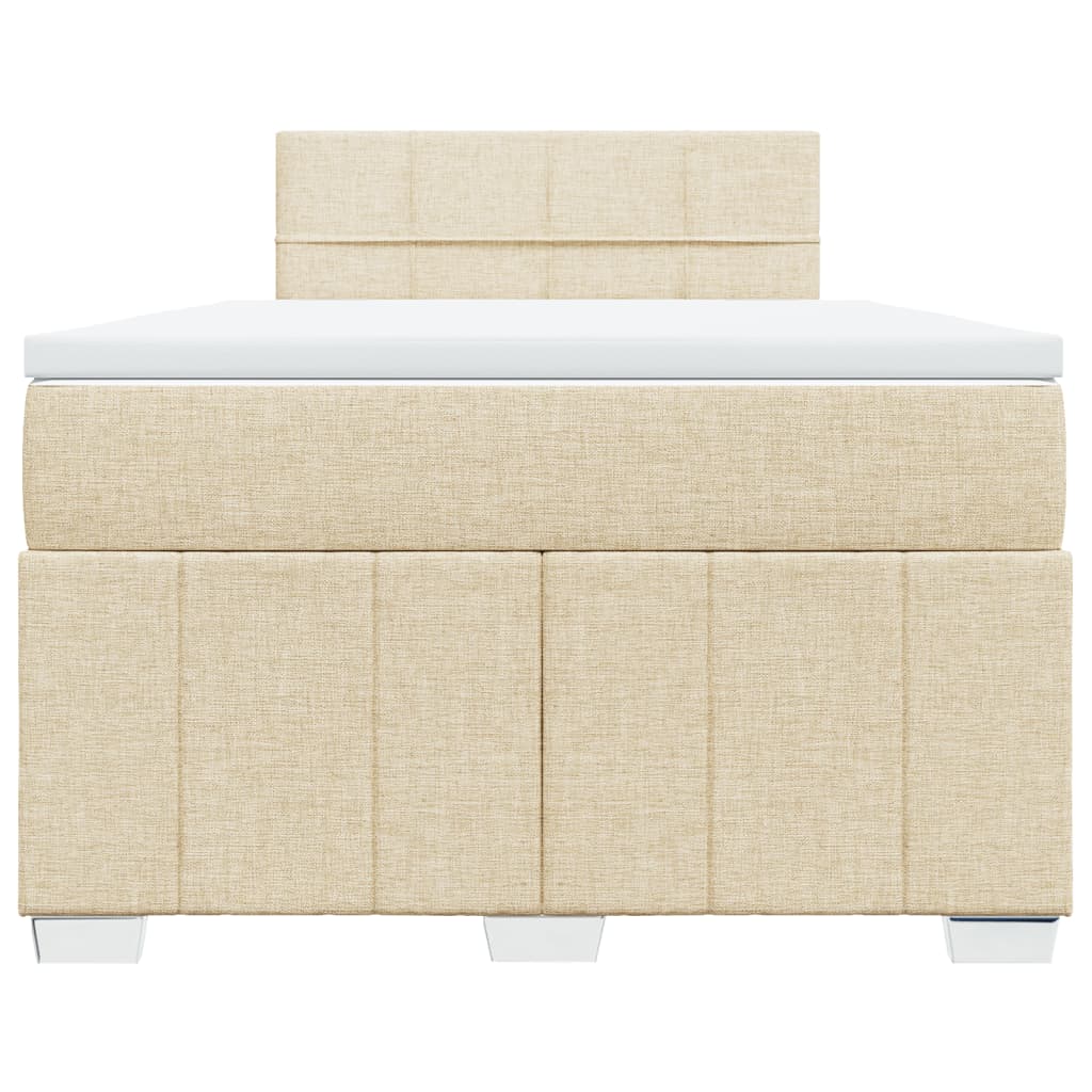Box Spring Postel S Matrací Textil Krémová