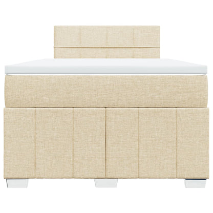 Box Spring Postel S Matrací Textil Krémová