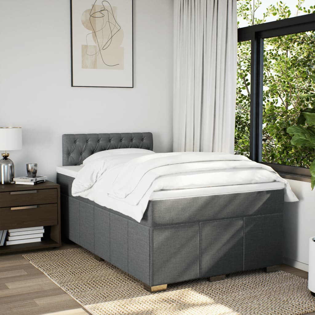 Box Spring Postel S Matrací Textil Tmavě Šedá