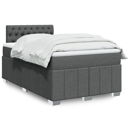 Box Spring Postel S Matrací Textil Tmavě Šedá