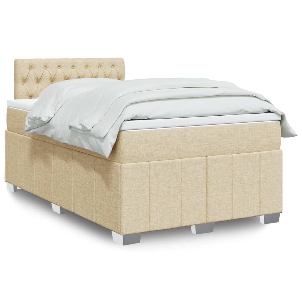 Box Spring Postel S Matrací Textil Krémová