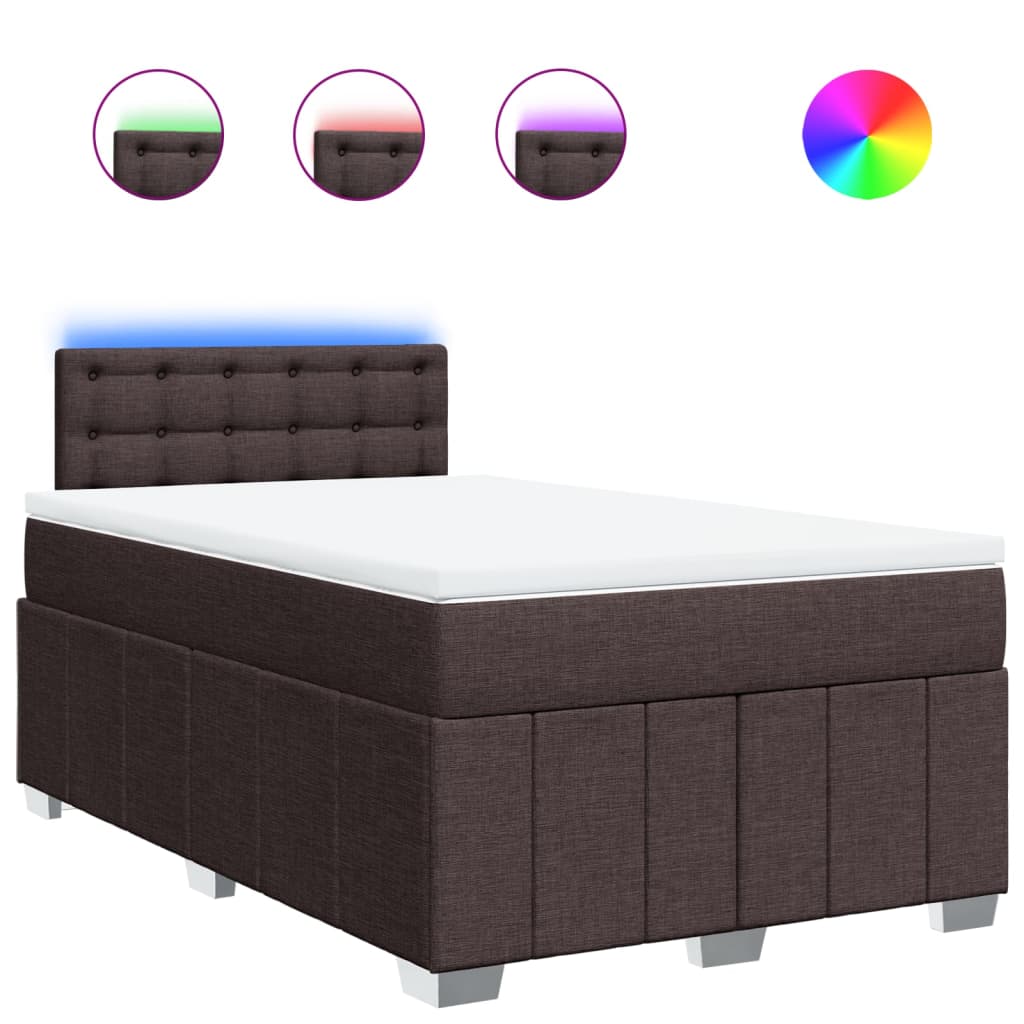 Box Spring Postel S Matrací Tmavě Hnědá 120X200 Cm Textil