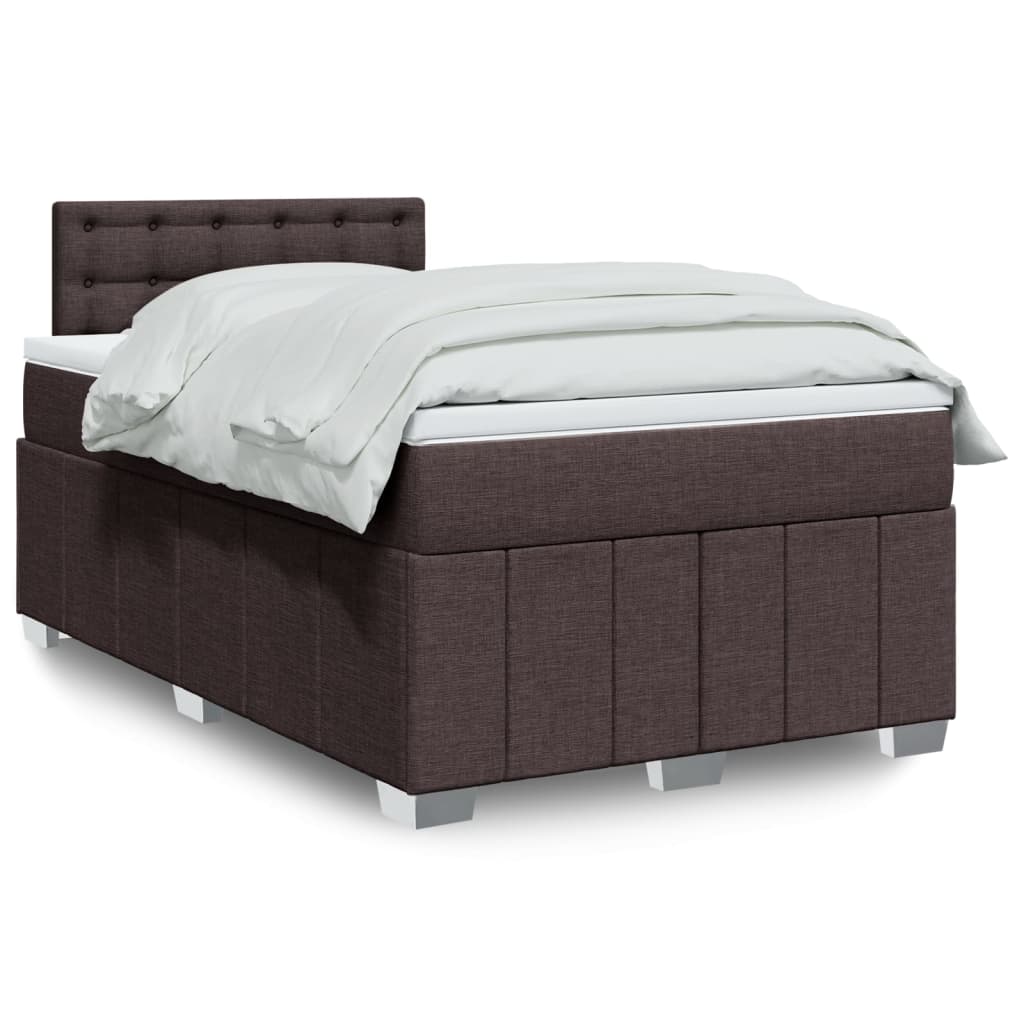 Box Spring Postel S Matrací Tmavě Hnědá 120X200 Cm Textil