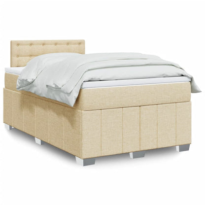 Box Spring Postel S Matrací Textil Krémová