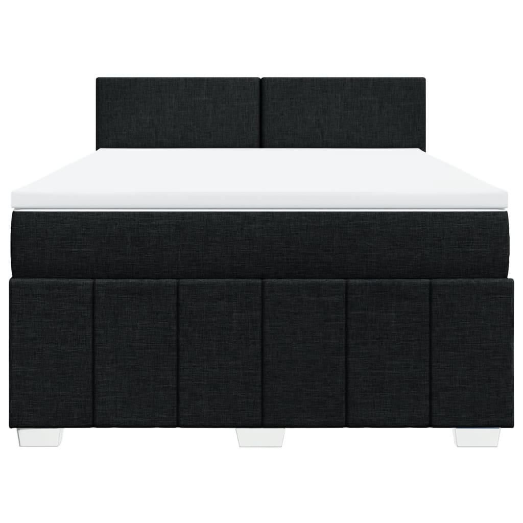 Box Spring Postel S Matrací Černá 140 X 190 Cm Textil