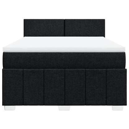 Box Spring Postel S Matrací Černá 140 X 190 Cm Textil