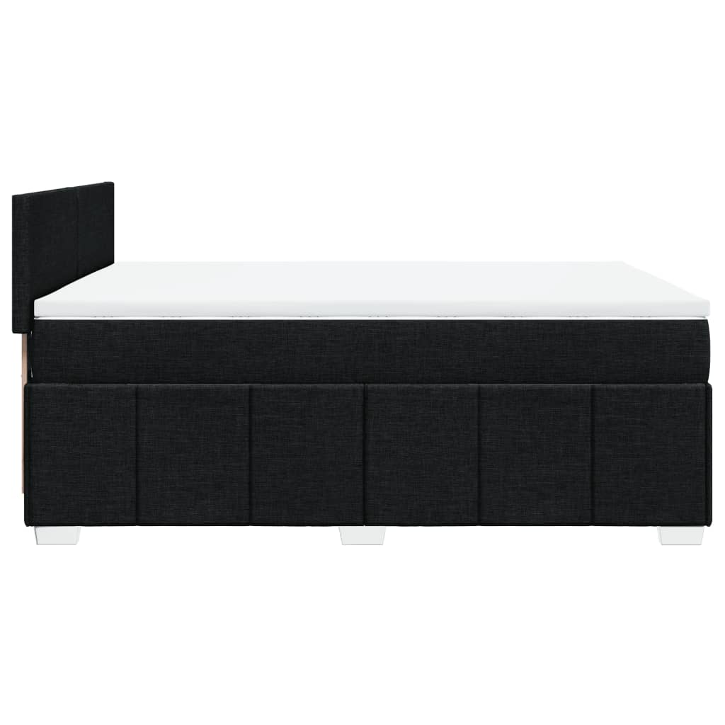 Box Spring Postel S Matrací Černá 140 X 190 Cm Textil