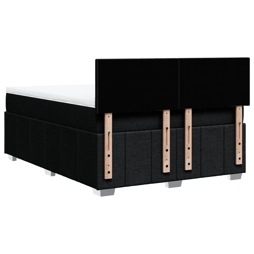 Box Spring Postel S Matrací Černá 140 X 190 Cm Textil