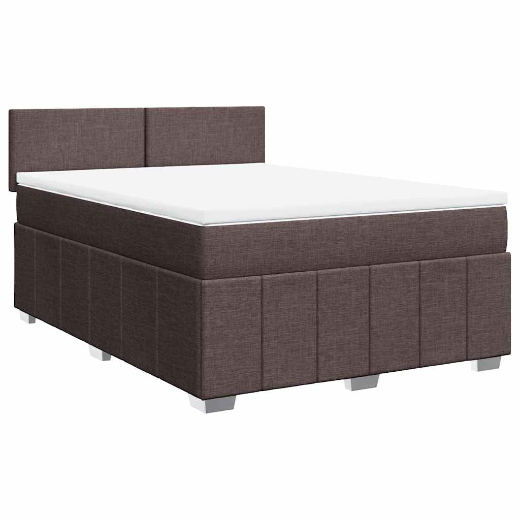 Box Spring Postel S Matrací Tmavě Hnědá 140X190 Cm Textil