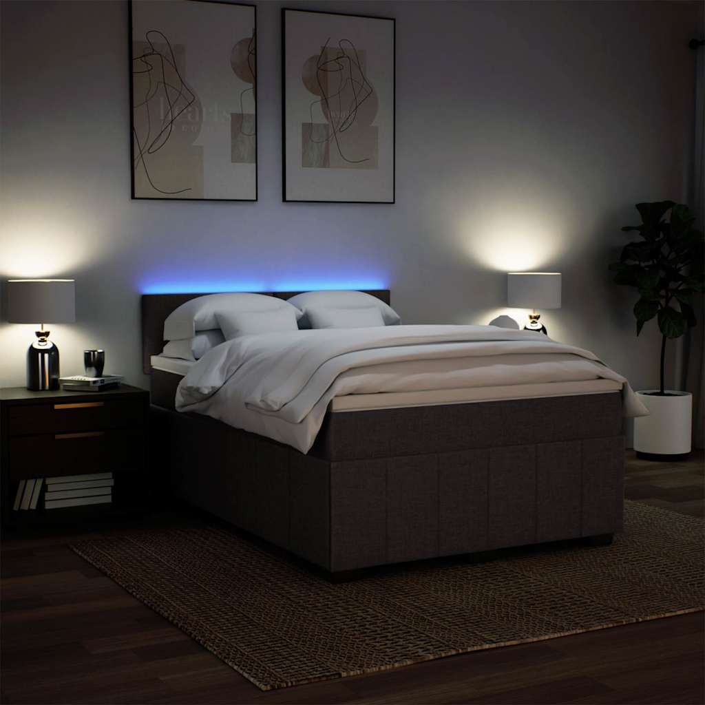 Box Spring Postel S Matrací Tmavě Hnědá 140X190 Cm Textil