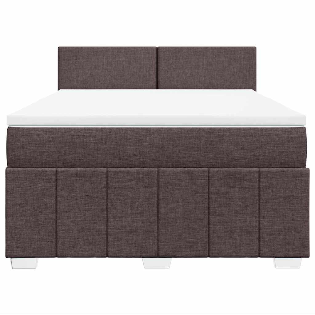 Box Spring Postel S Matrací Tmavě Hnědá 140X190 Cm Textil