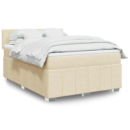 Box Spring Postel S Matrací Textil Krémová